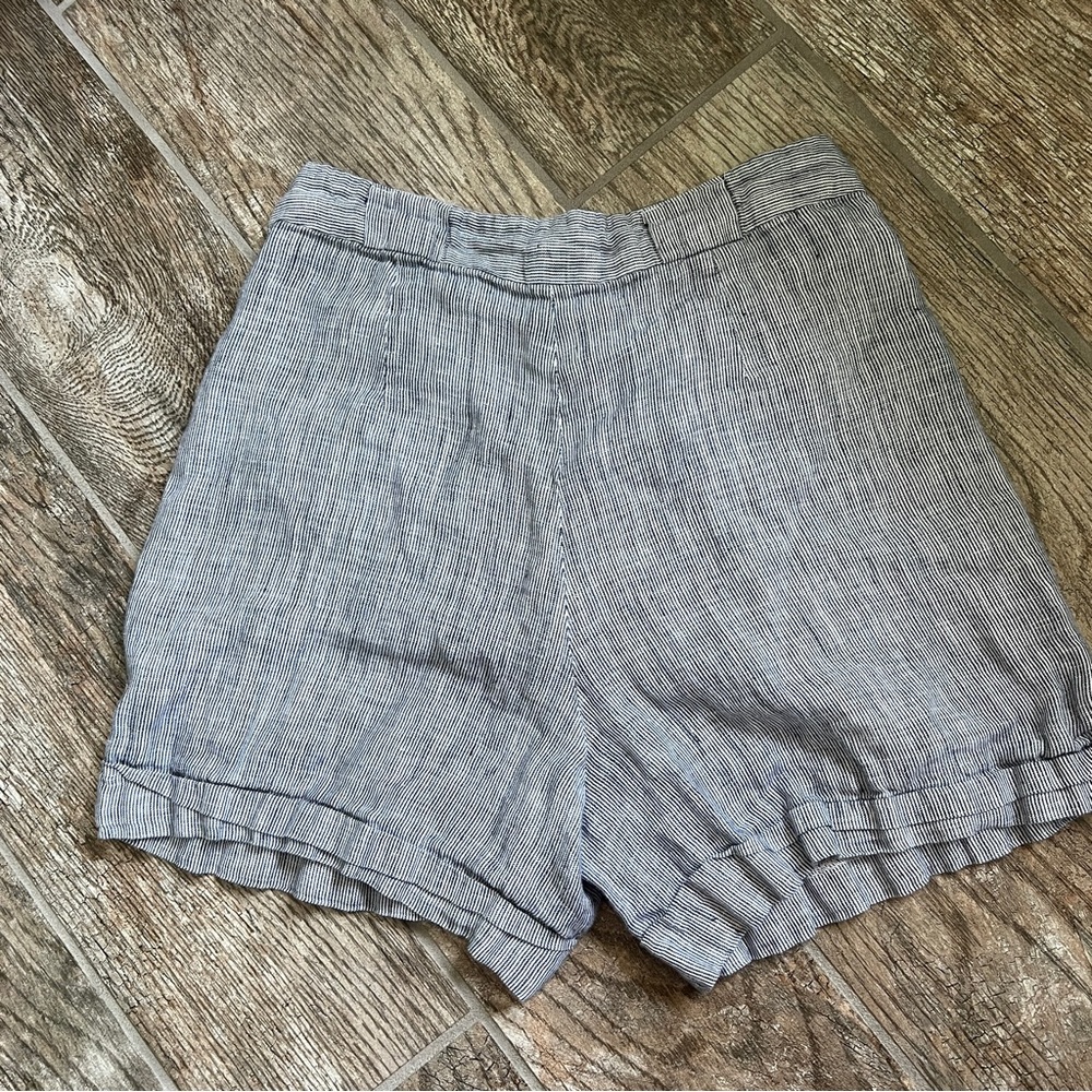 Andrea Jovine 100% Linen, Blue and White Striped High Waisted Shorts, Women’s 4 - Picture 10 of 10
